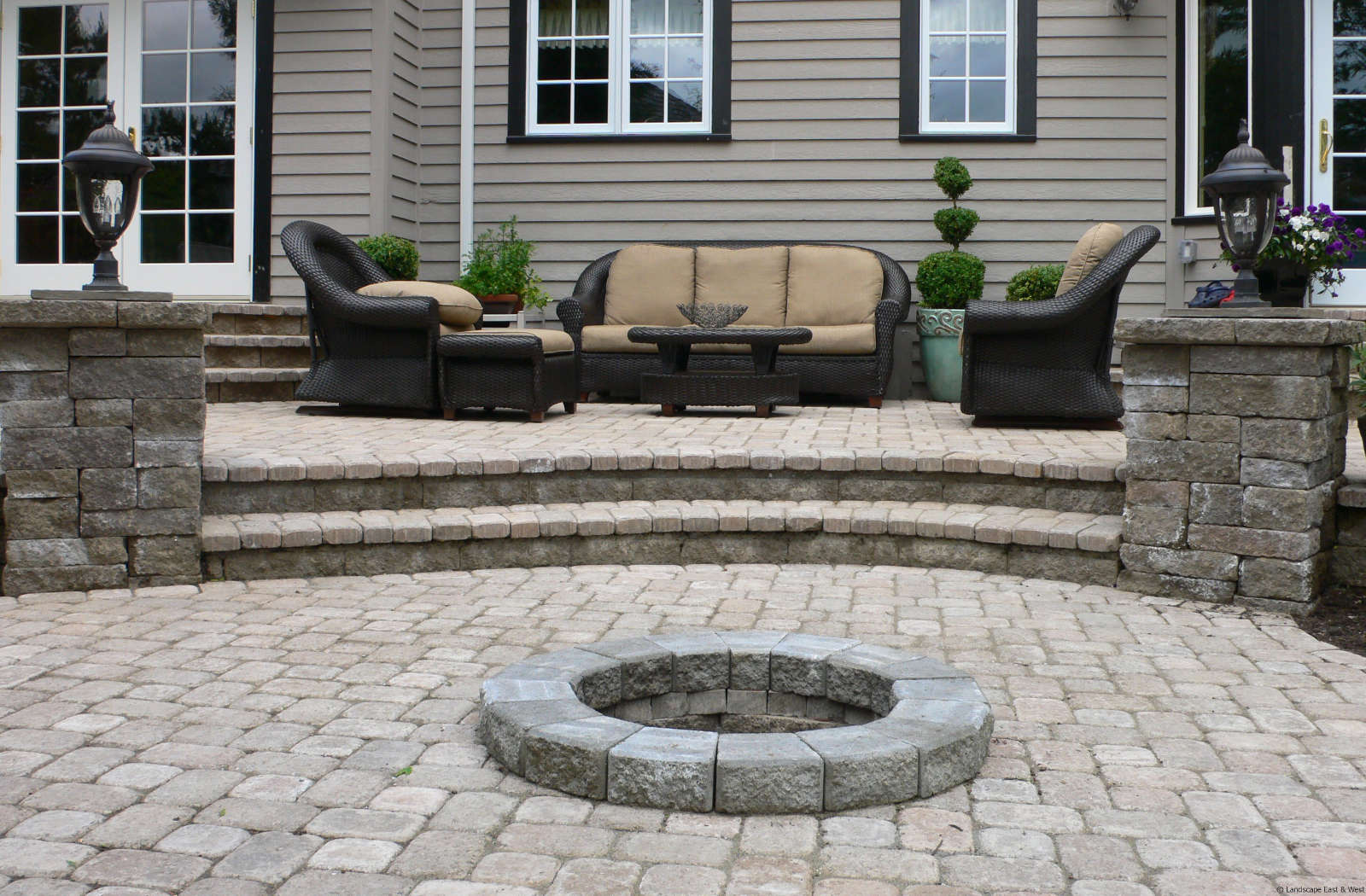 backyard patio installation done by Riverview Concrete